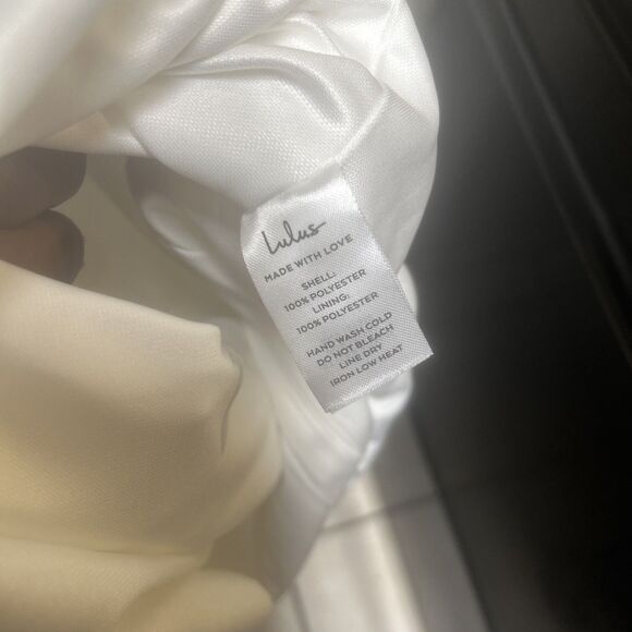 Lulus significant sensation satin off-shoulder mini dress S Off White Elope Wed - Picture 5 of 7